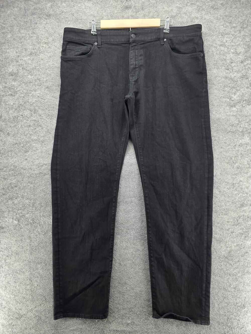 Boss Maine Jeans Mens 40x34 Dark Wash Black Regular Straight Candiani Denim